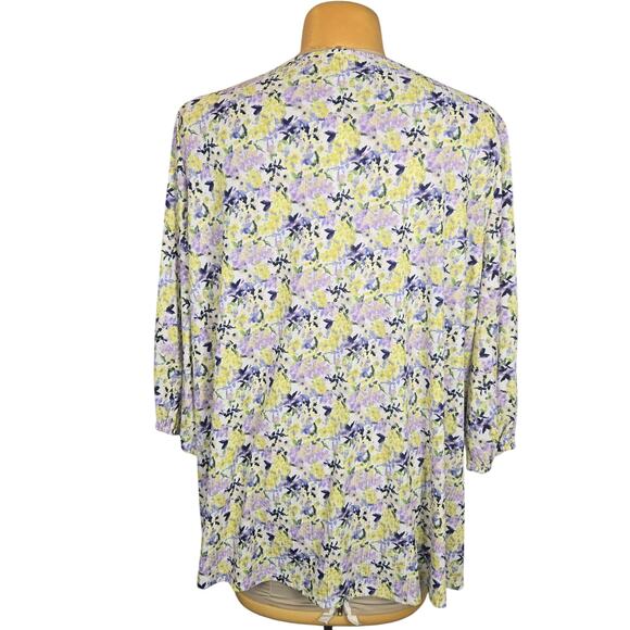 Emaline Woman Petite 2X Top Floral Blouse Micro Pleats Flowy Casual Career New - Picture 6 of 13